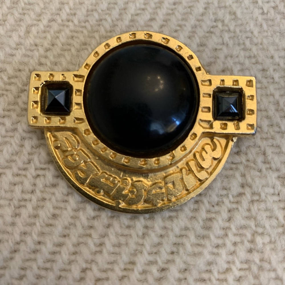 Vintage Gerard Yosca Gold Plated and Black stone Brooch